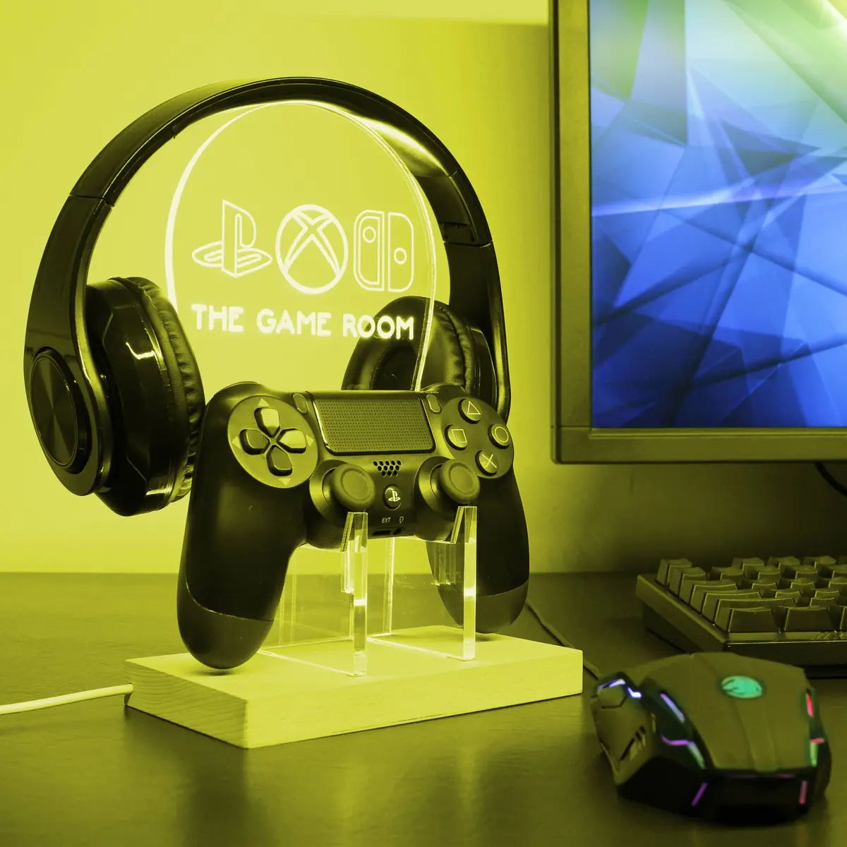 Personalized Video Game Room Led Headset Controller Stand 1