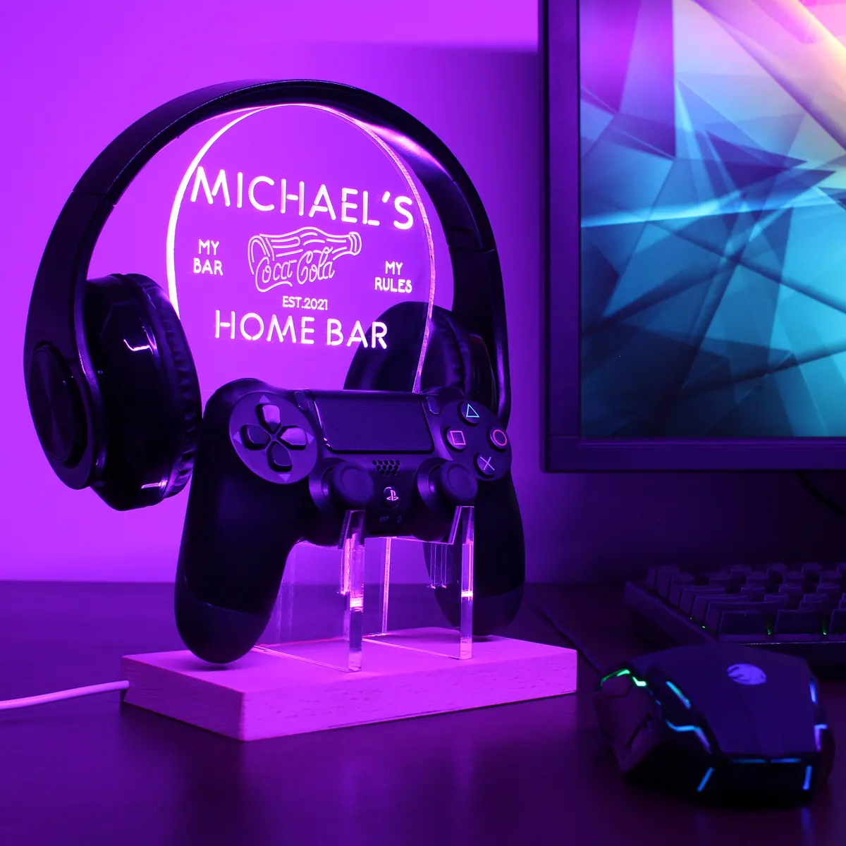 Coca Cola Bottle Drink Bar Custom Personalized Rgb Led Gaming Headset Controller Stand 1