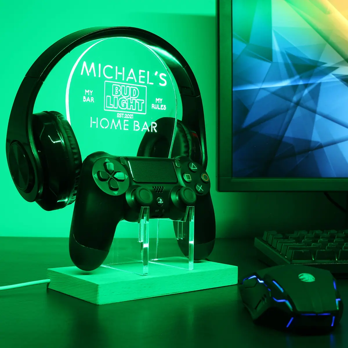 Bud Light Bar Personalized Rgb Led Gaming Headset Controller Stand 2
