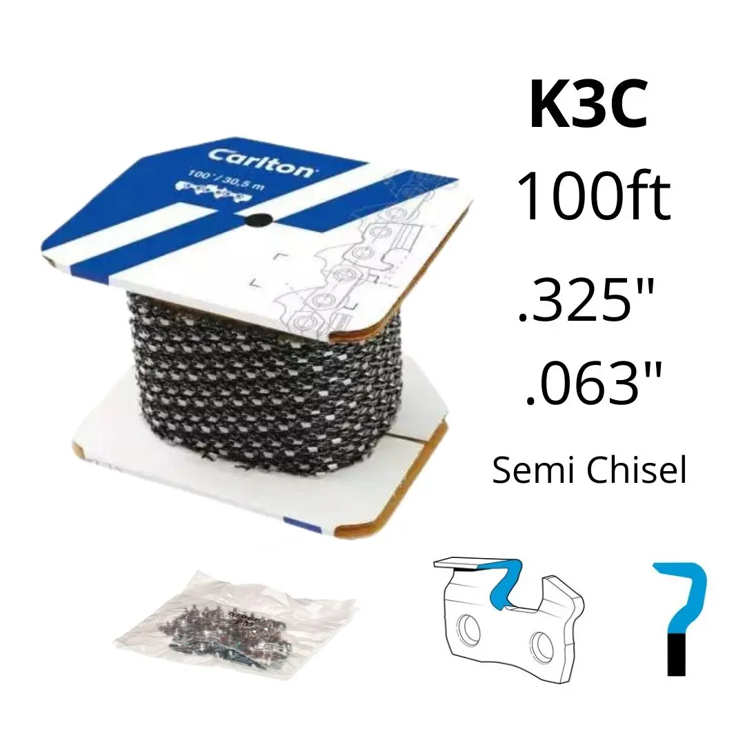 Chainsaw Chain Carlton® 100Ft K3c .325" .063" Semi Chisel 1