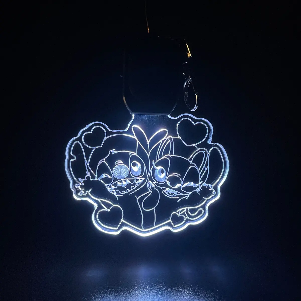 Stitch And Angel Led Light Acrylic Keychain , Christmas Tree Ornament 1
