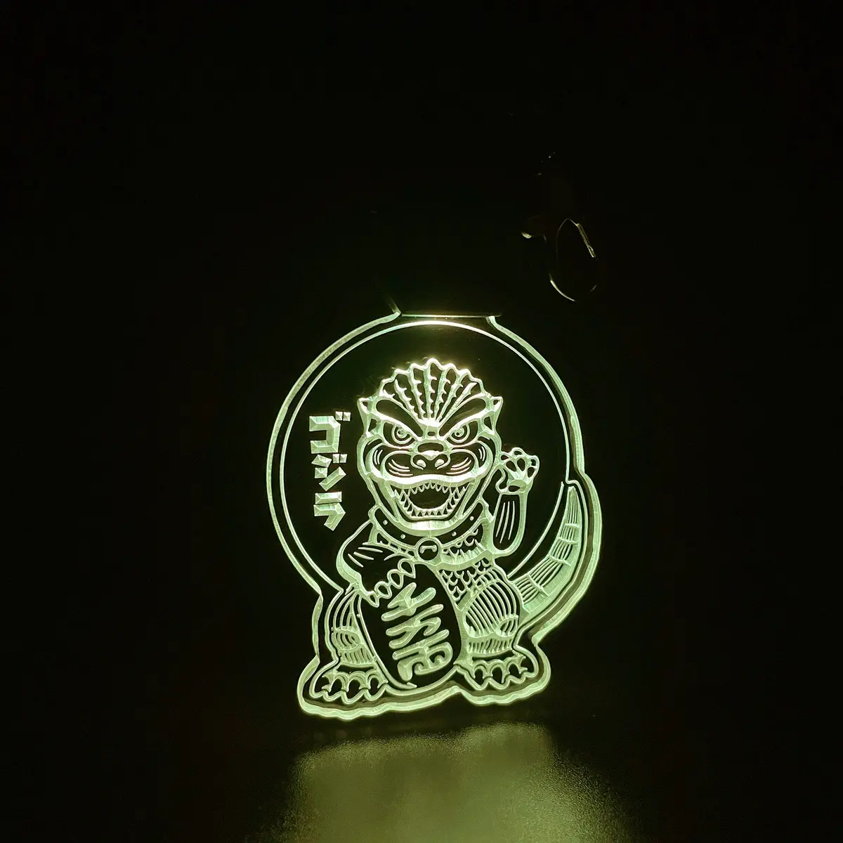 Godzilla Led Light Acrylic Keychain , Christmas Tree Ornament 1