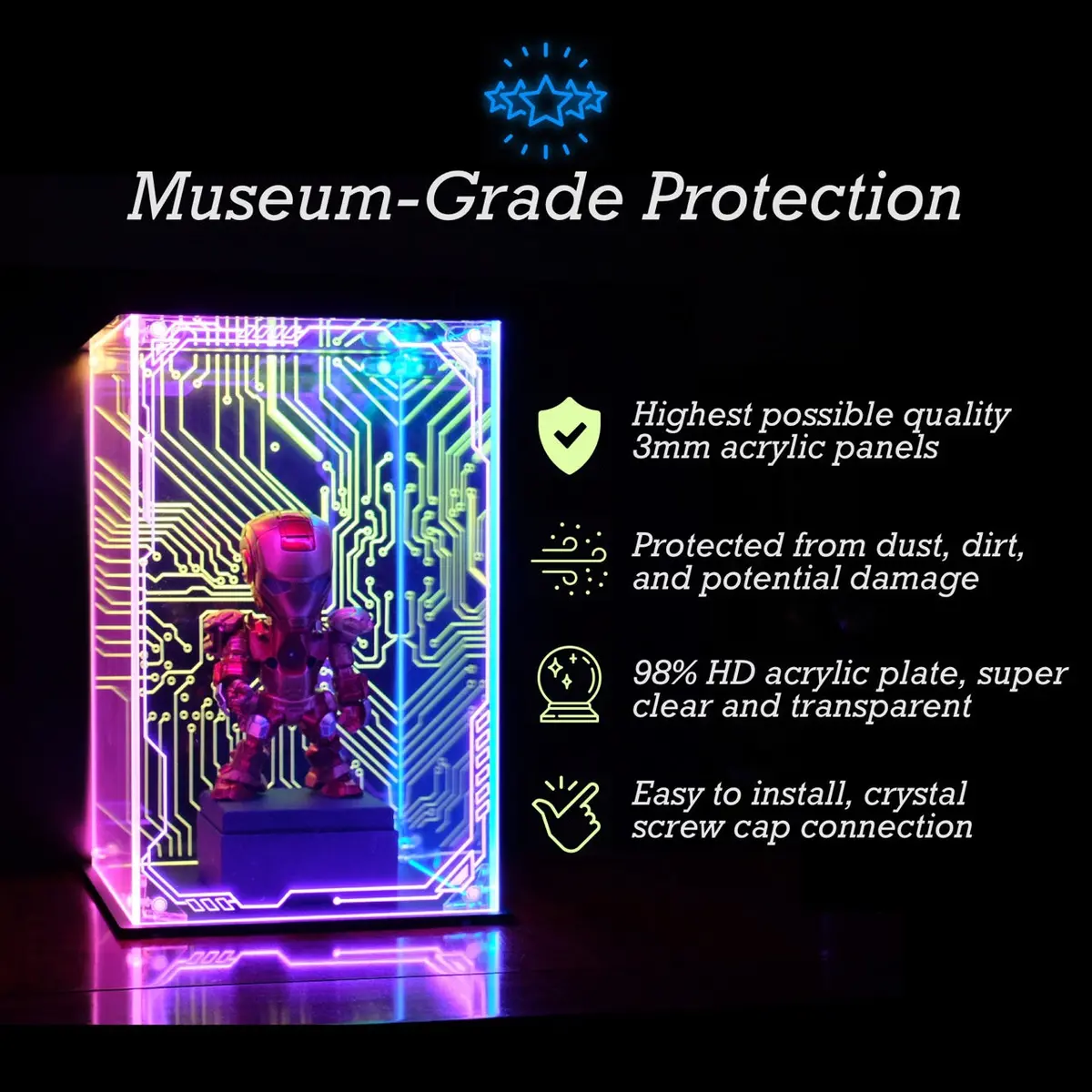Rgb Light Acrylic Display Case For Lego Batman Mobile 5