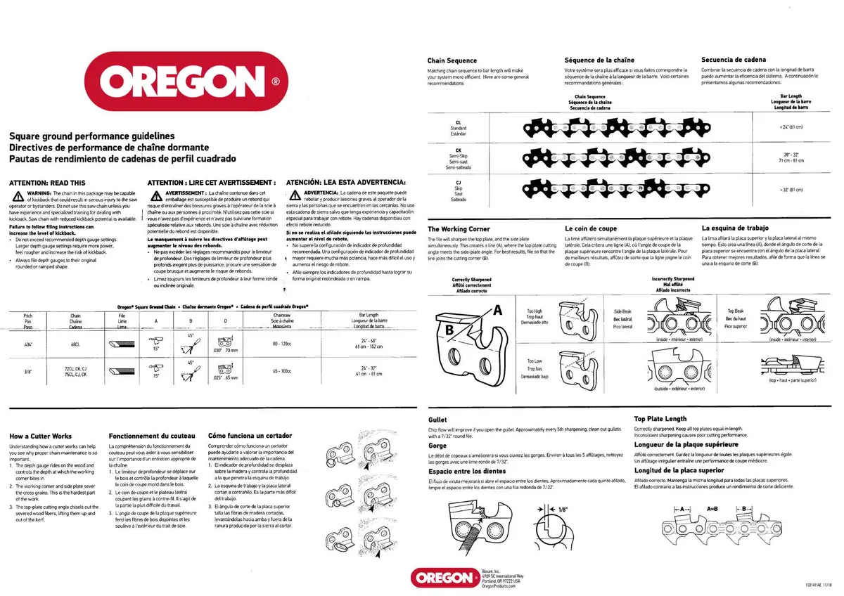 Oregon 75Ck Powercut™ Square Ground Semi Skip-Tooth 3/8" .063" Full Chisel 2