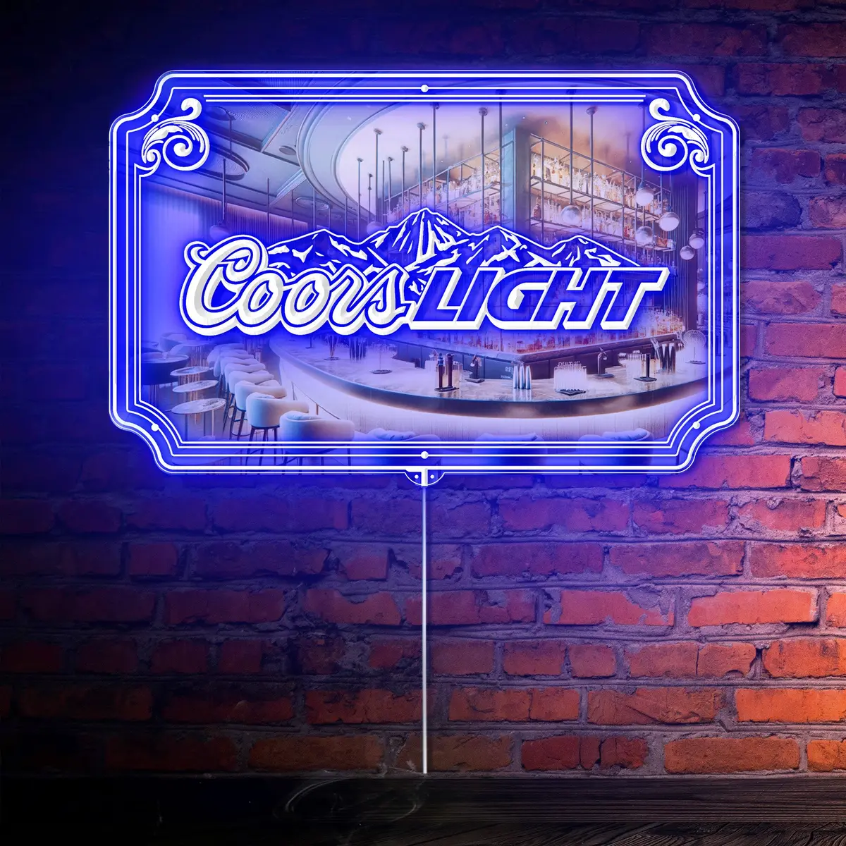 Coors Light Rgb Led Neon Sign With Elegant Mirror Backing - Perfect For Bars & Home Decor 1