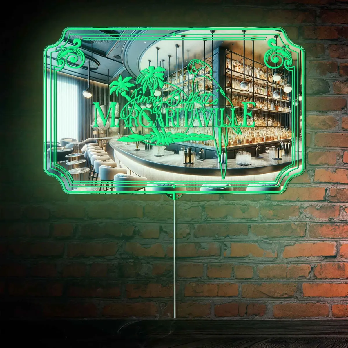 Jimmy Buffett's Margaritaville Rgb Led Neon Sign With Elegant Mirror Backing - Perfect For Bars & Home Decor 4