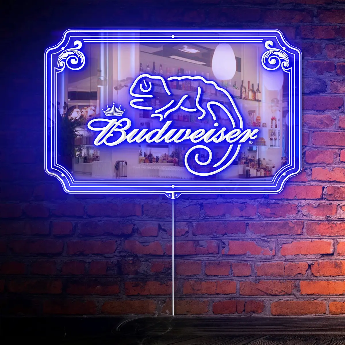 Budweiser Lizard Rgb Led Neon Sign With Elegant Mirror Backing  - Perfect For Bars & Home Decor 1
