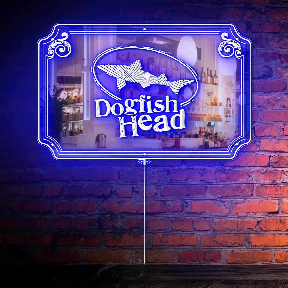 Dogfish Head Rgb Led Neon Sign With Elegant Mirror Backing - Perfect For Bars & Home Decor 1