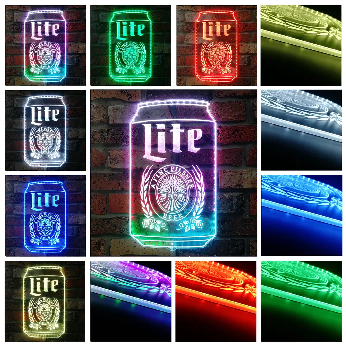 Miller Lite Beer Bar Neon Rgb Edge Lit Led Sign 3