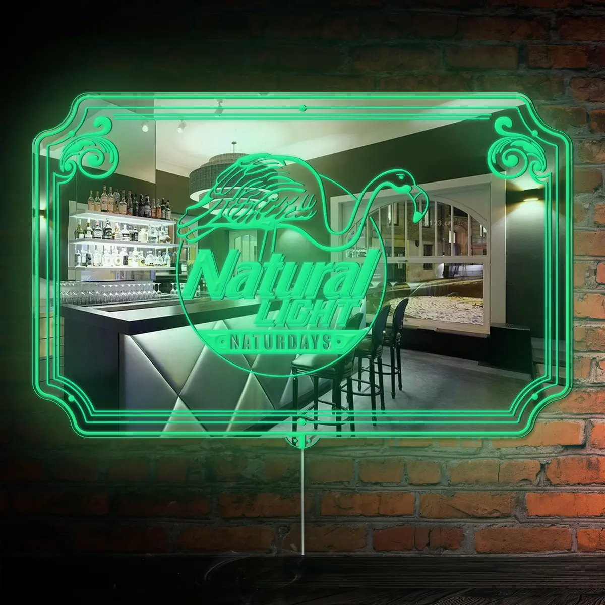 Natural Light Beer  Rgb Led Neon Sign With Elegant Mirror Backing 1