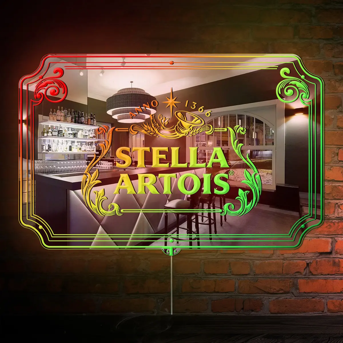 Stella Artois  Rgb Led Neon Sign With Elegant Mirror Backing 1