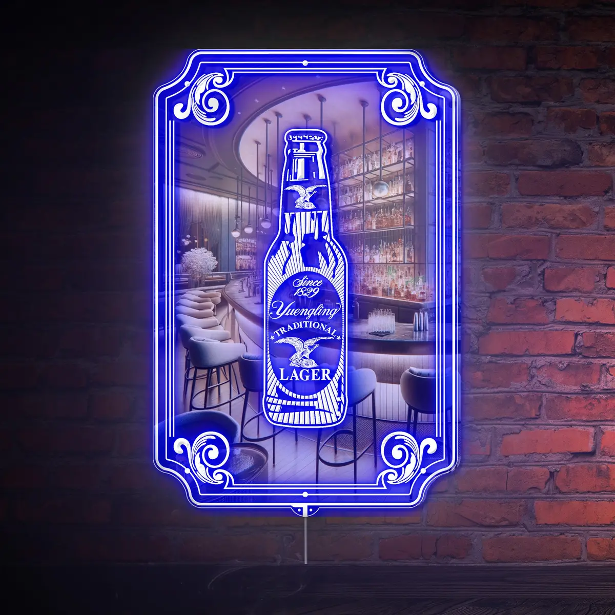 Yuengling Bottle  Rgb Led Neon Sign With Elegant Mirror Backing 1