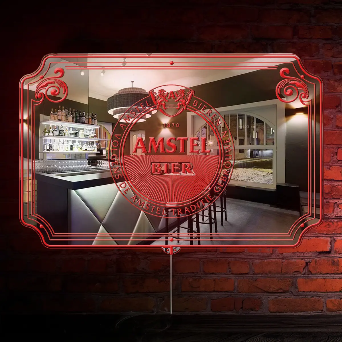 Amstel Beer  Rgb Led Neon Sign With Elegant Mirror Backing 1