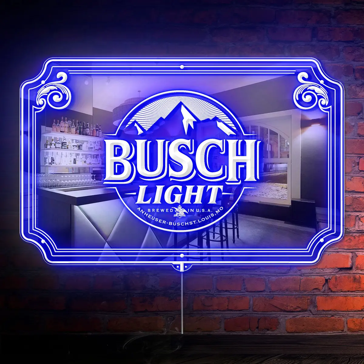Busch Light Rgb Led Neon Sign With Elegant Mirror Backing 1