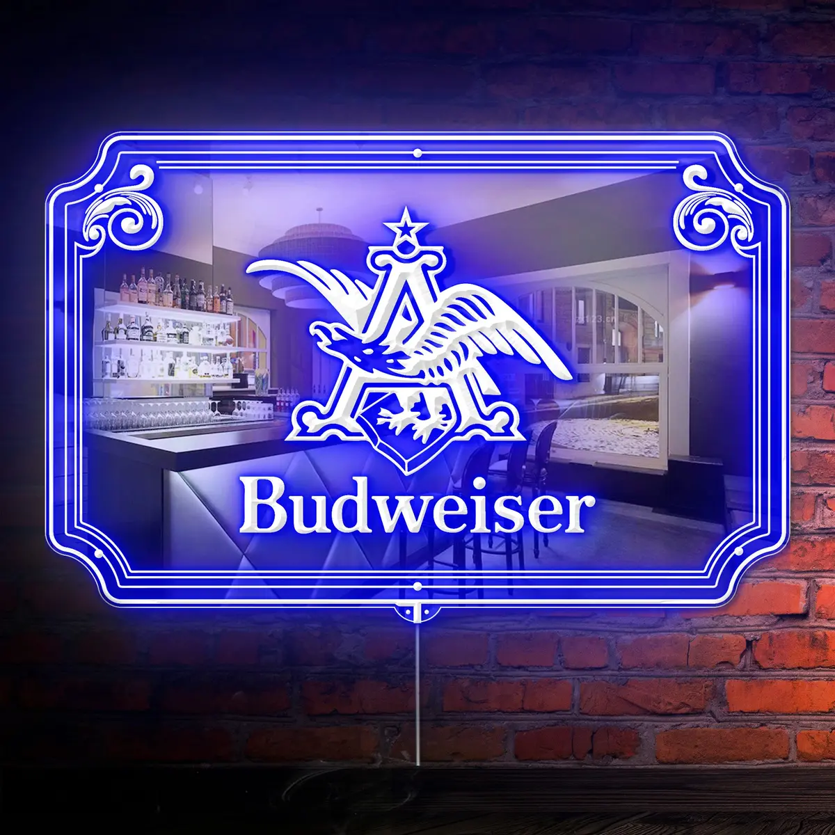 Budweiser Eagle Rgb Led Neon Sign With Elegant Mirror Backing 1