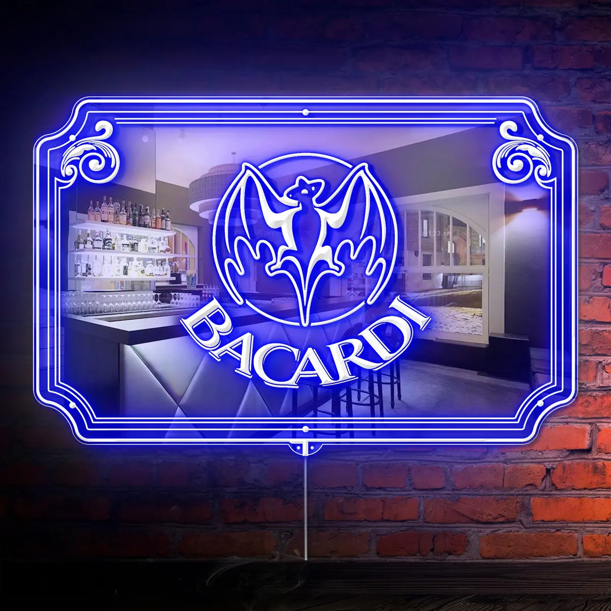 Bacardi Rgb Led Neon Sign With Elegant Mirror Backing 1