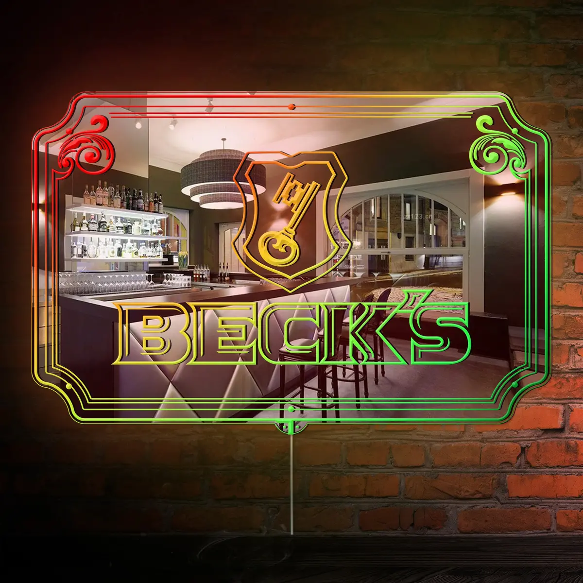 Beck's Rgb Led Neon Sign With Elegant Mirror Backing 4