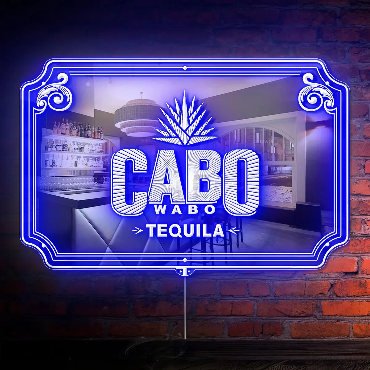 Cabo Wabo Tequila Rgb Led Neon Sign With Elegant Mirror Backing 1