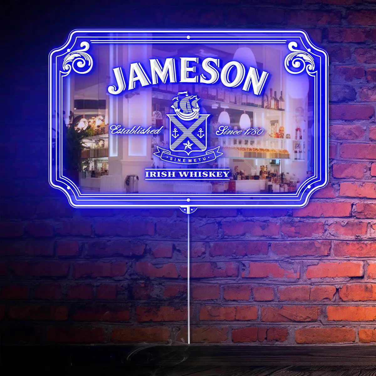 Jameson Irish Whisky Rgb Led Neon Sign With Elegant Mirror Backing  - Perfect For Bars & Home Decor 1