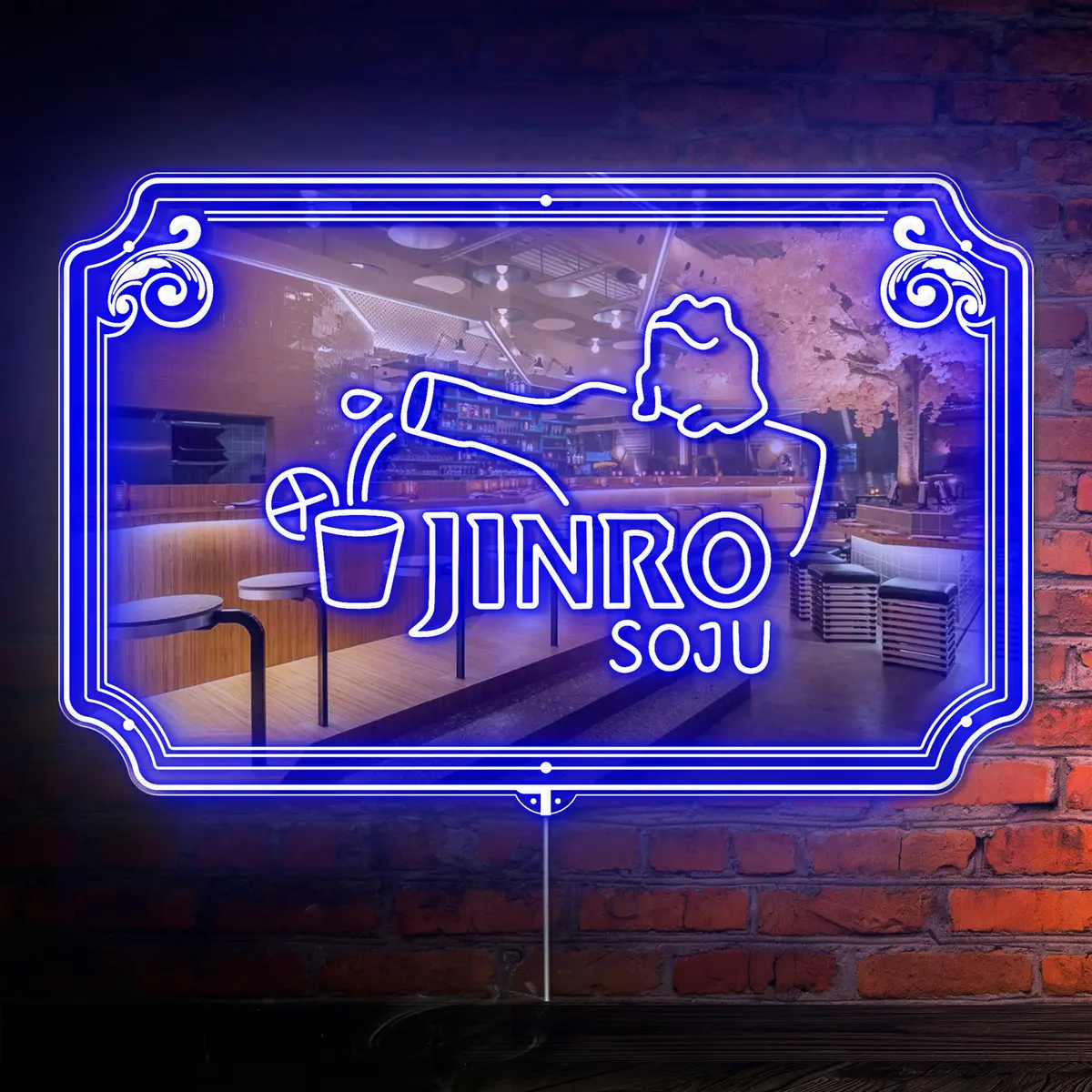 Jinro Soju Rgb Led Neon Sign With Elegant Mirror Backing 1