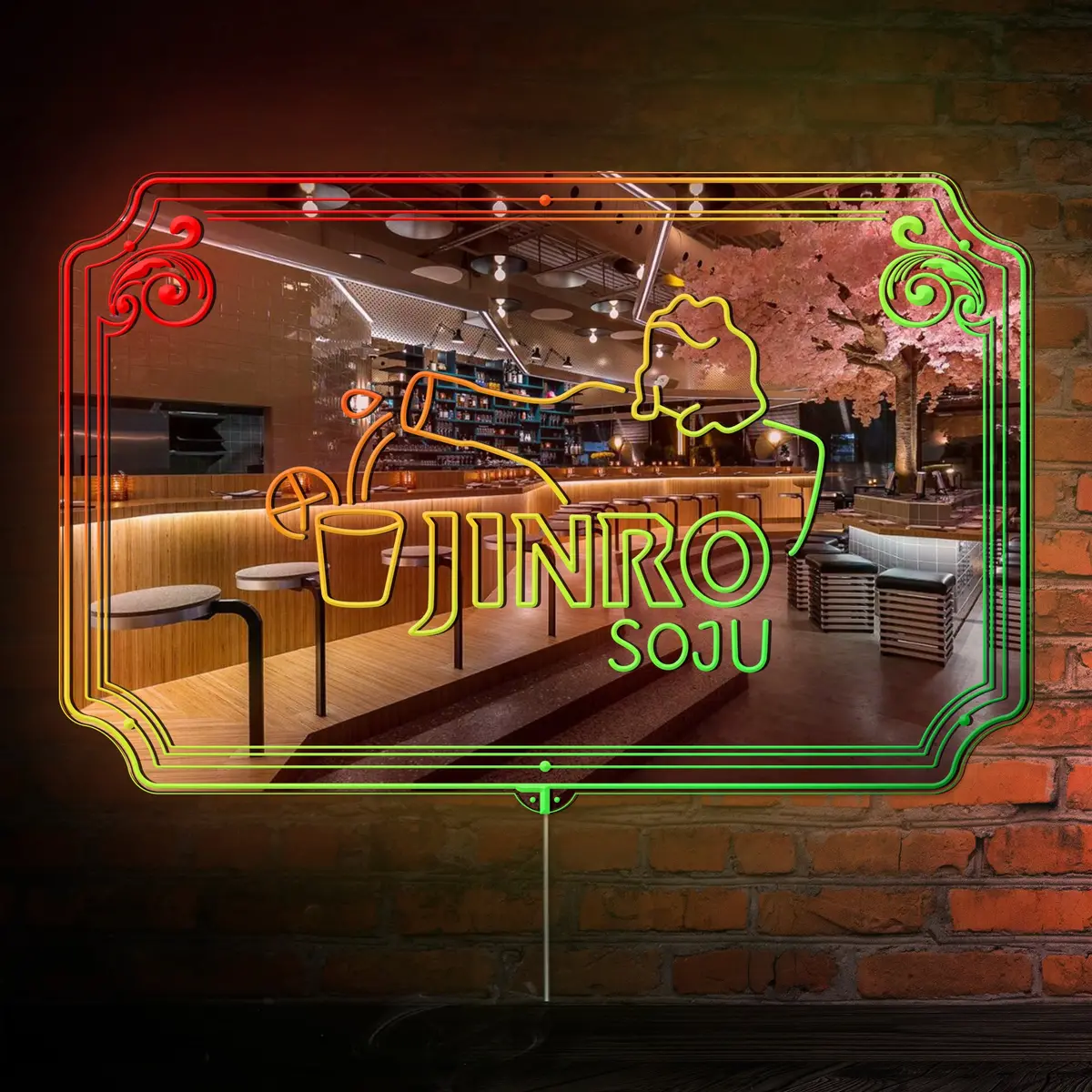 Jinro Soju Rgb Led Neon Sign With Elegant Mirror Backing 4