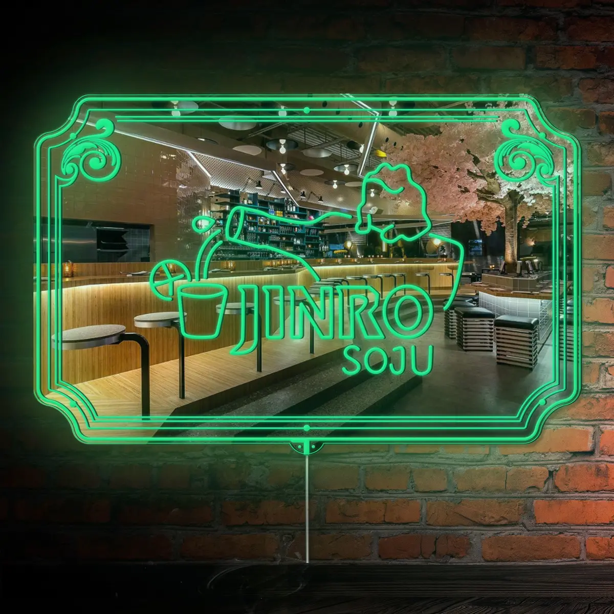 Jinro Soju Rgb Led Neon Sign With Elegant Mirror Backing 3