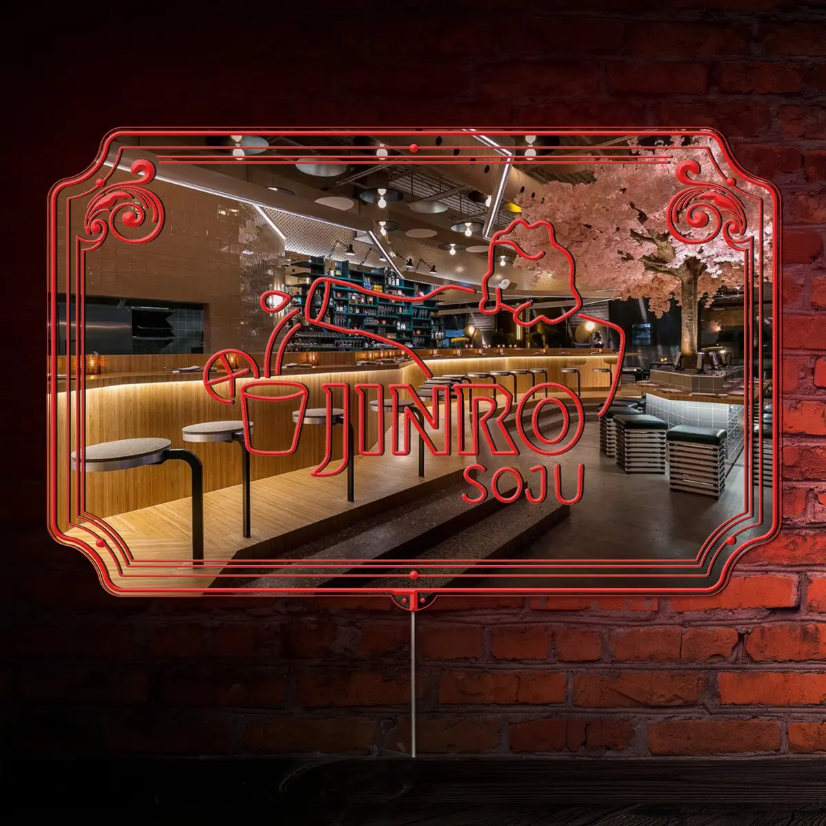 Jinro Soju Rgb Led Neon Sign With Elegant Mirror Backing 2
