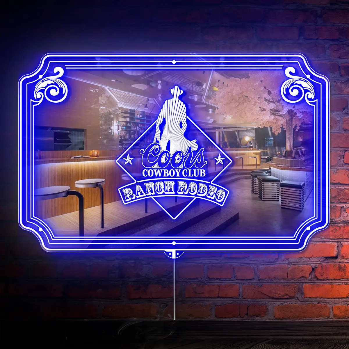 Coors Cowboy Club Rgb Led Neon Sign With Elegant Mirror Backing 1