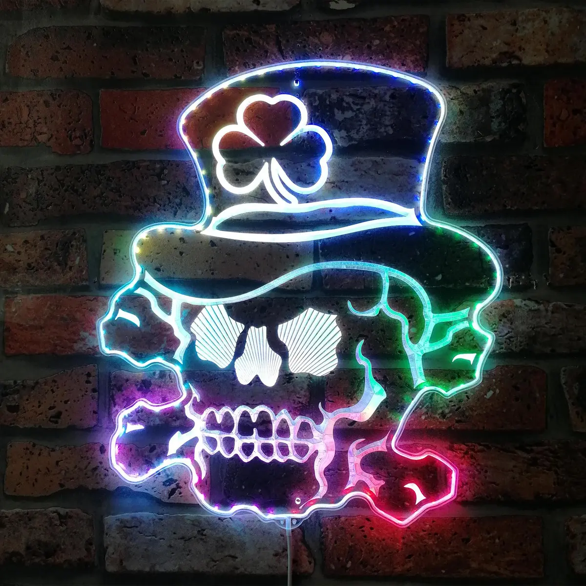 Irish Sugar Skull Neon Led Sign With Dynamic Rgb Colors 1
