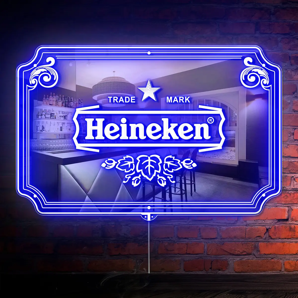 Heineken  Rgb Led Neon Sign With Elegant Mirror Backing 1