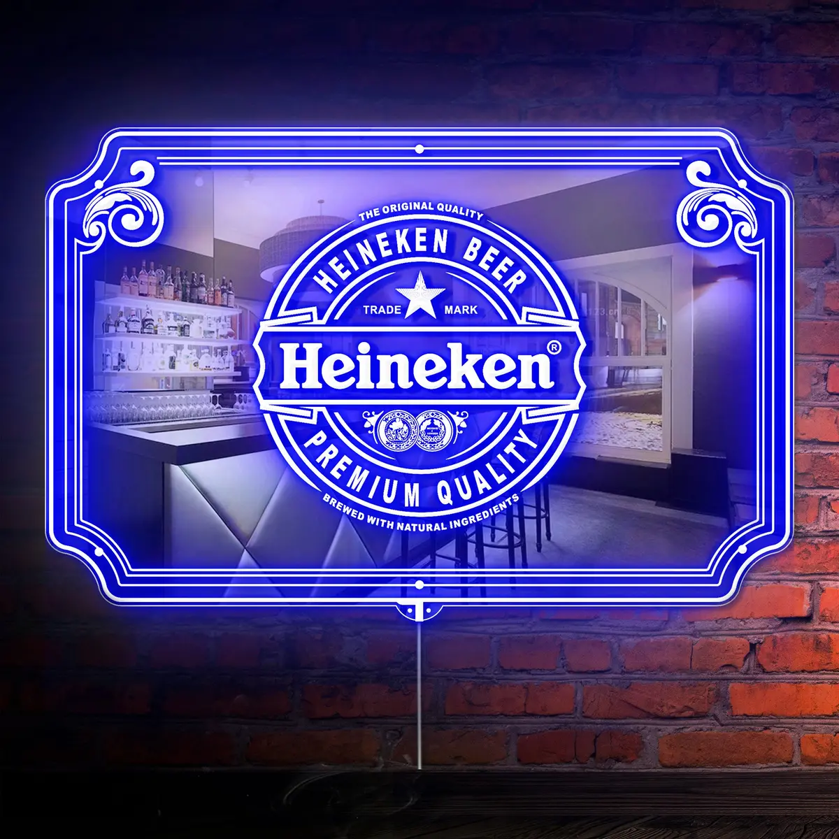 Heineken-Logo  Rgb Led Neon Sign With Elegant Mirror Backing 1