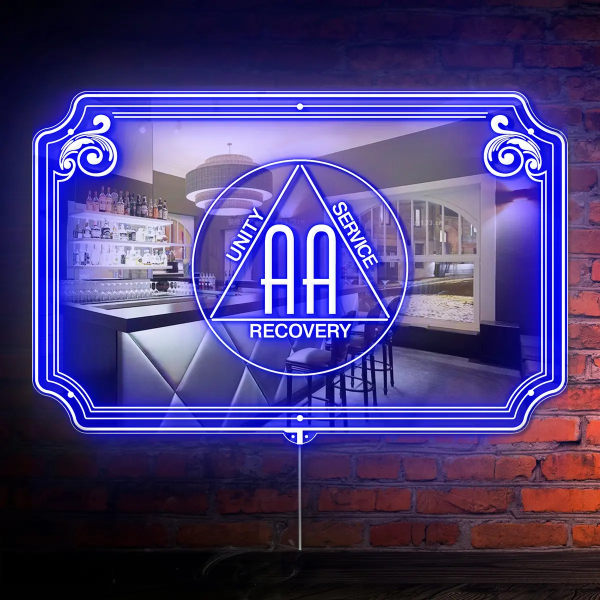 Alcoholics Anonymous  Rgb Led Neon Sign With Elegant Mirror Backing 1