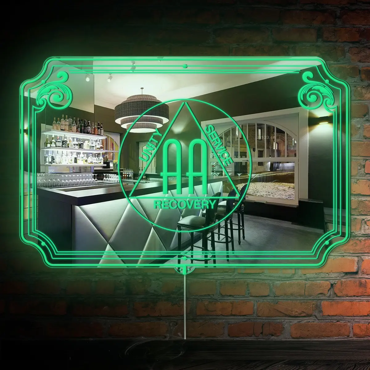 Alcoholics Anonymous Rgb Led Neon Sign With Elegant Mirror Backing 3