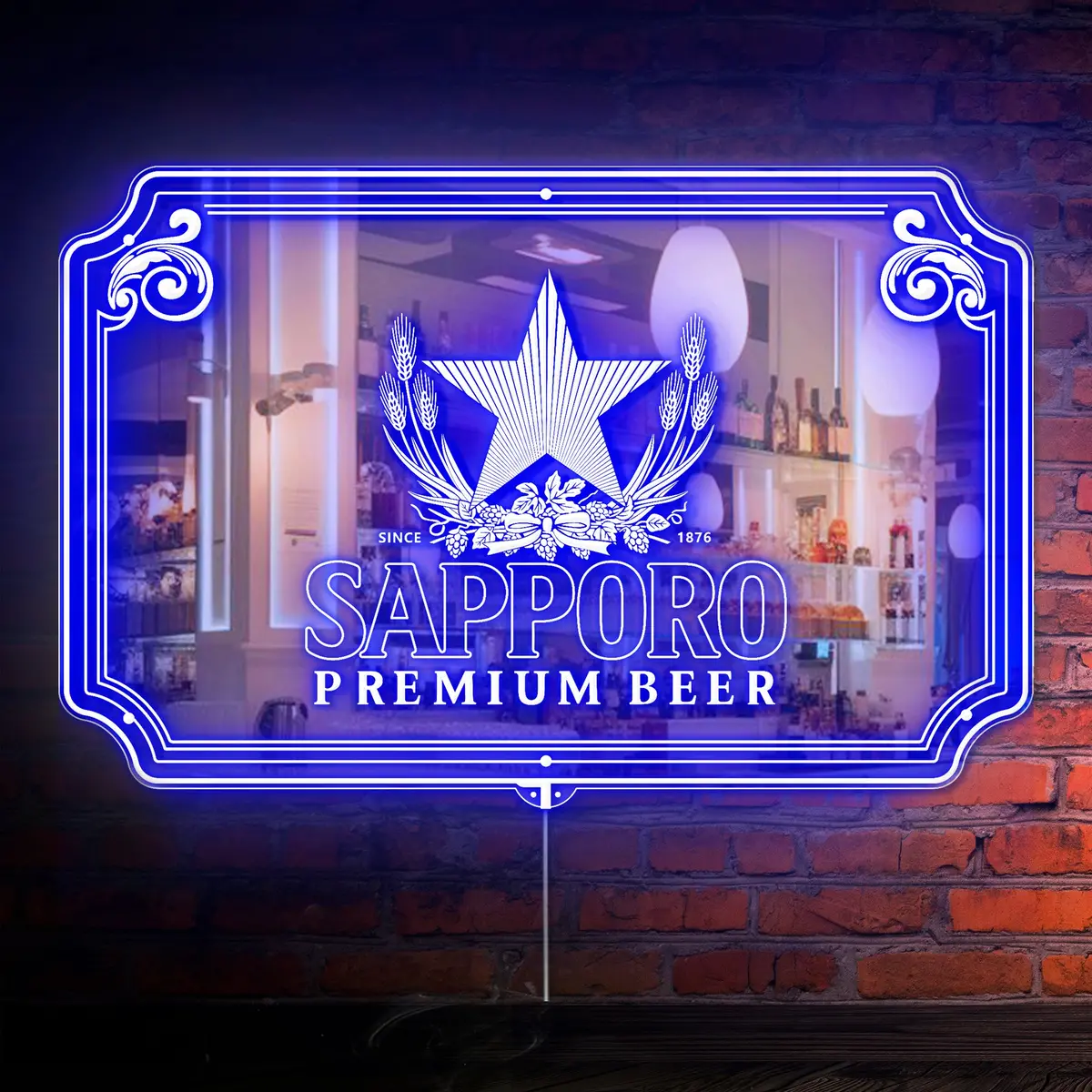 Sapporo  Rgb Led Neon Sign With Elegant Mirror Backing 1