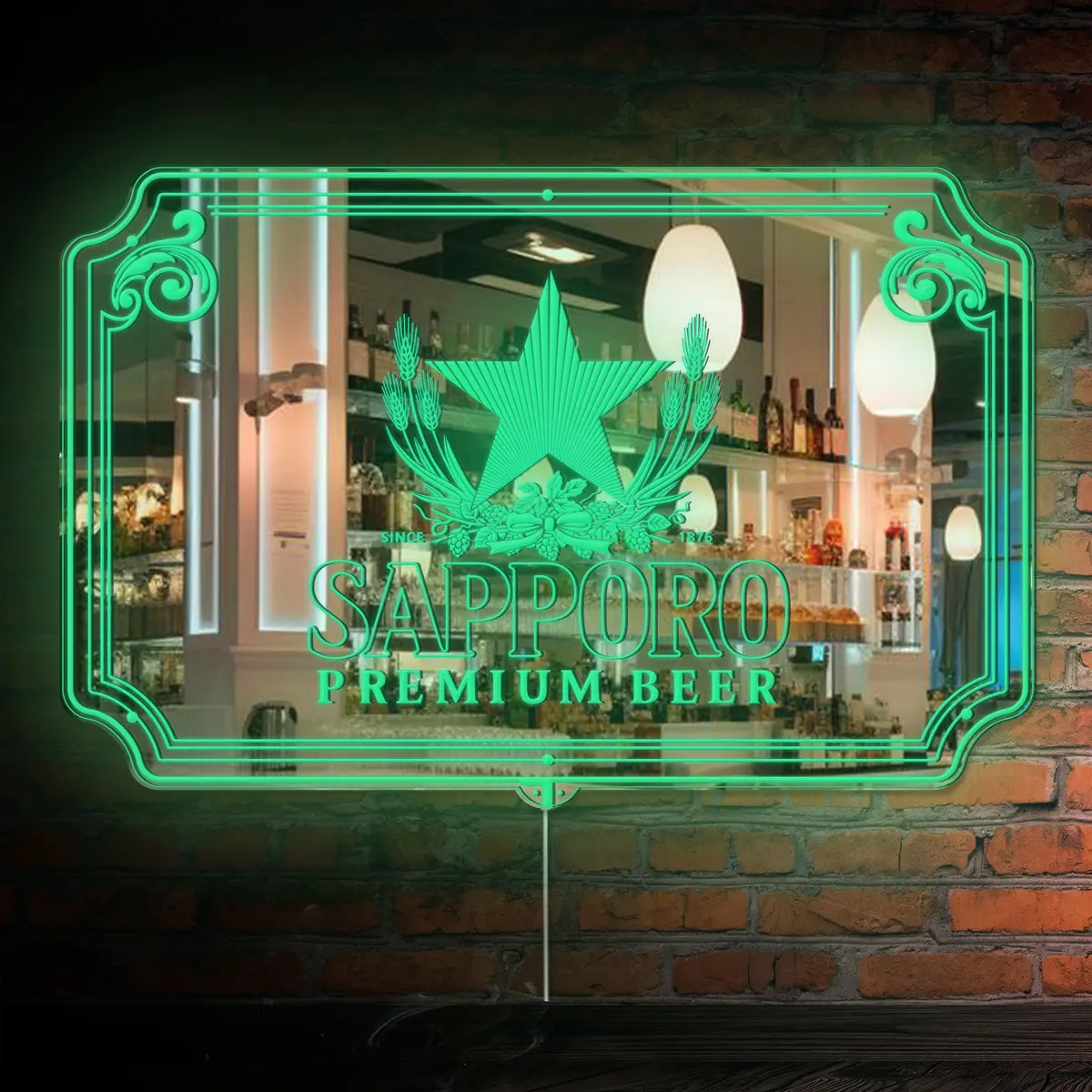 Sapporo Permium Beer Rgb Led Neon Sign With Elegant Mirror Backing 3