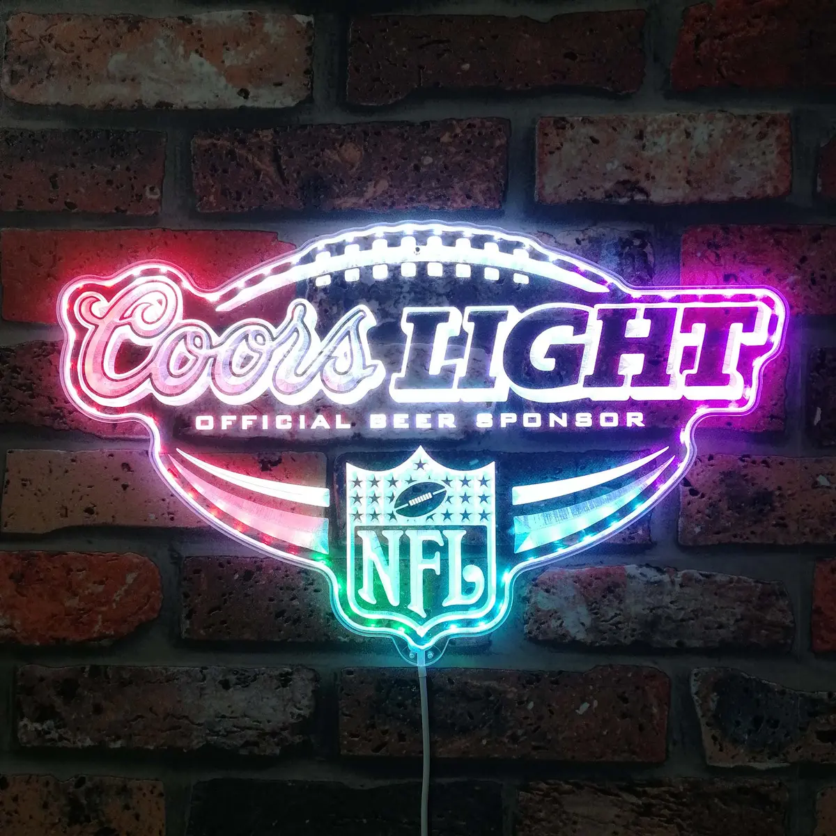 Coors Light Nfl Football Neon Led Sign With Dynamic Rgb Colors 1
