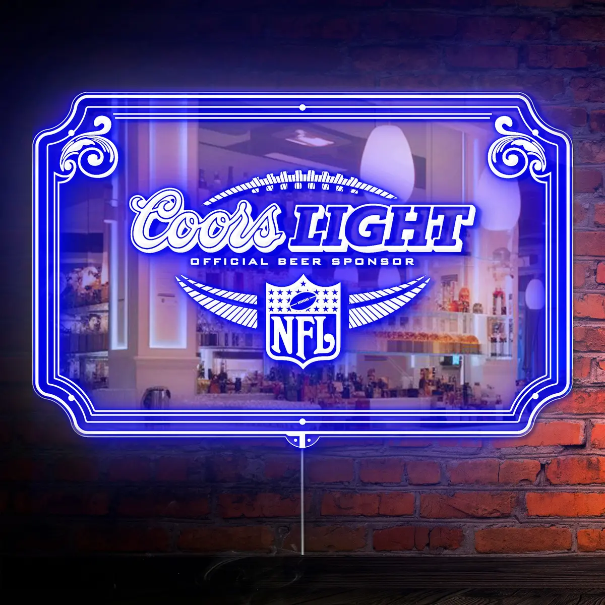 Coors Light Football Rgb Led Neon Sign With Elegant Mirror Backing 1
