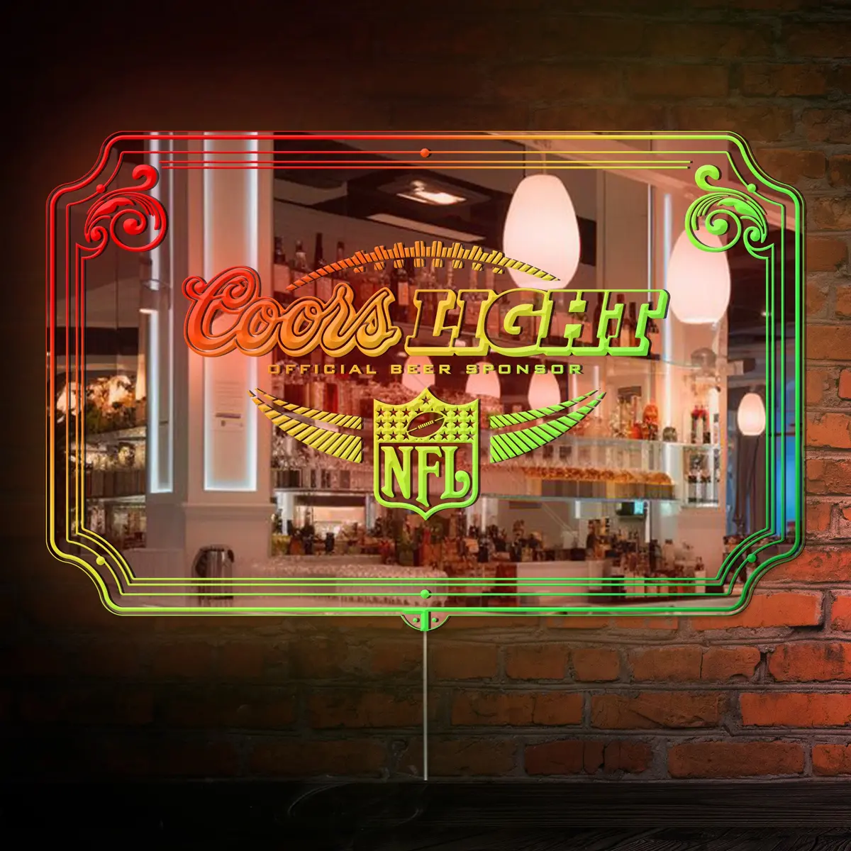 Coors Light Football Rgb Led Neon Sign With Elegant Mirror Backing 4