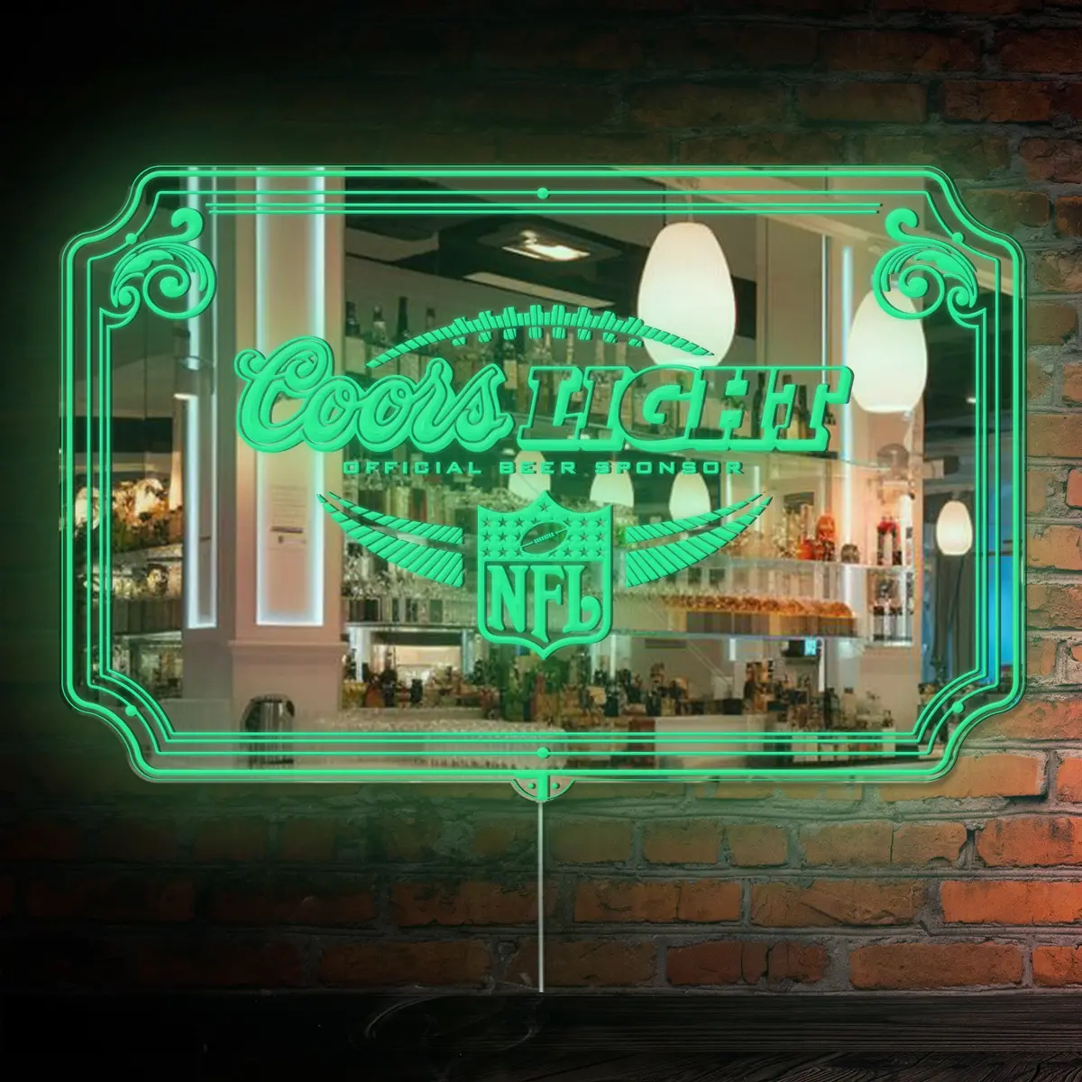 Coors Light Football Rgb Led Neon Sign With Elegant Mirror Backing 3
