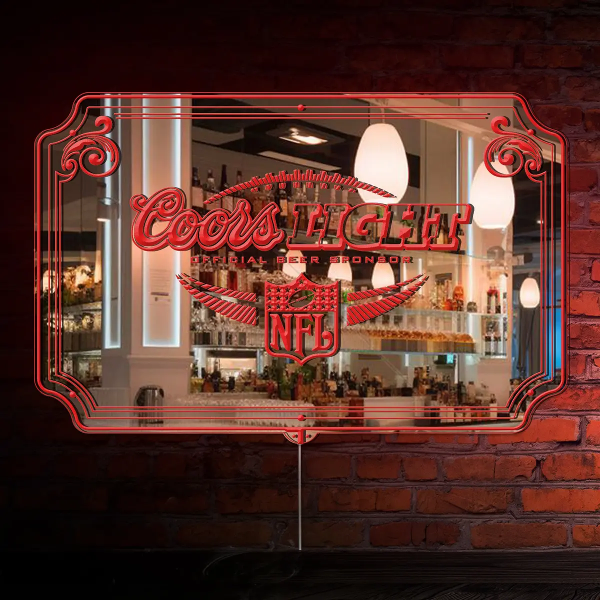 Coors Light Football Rgb Led Neon Sign With Elegant Mirror Backing 2