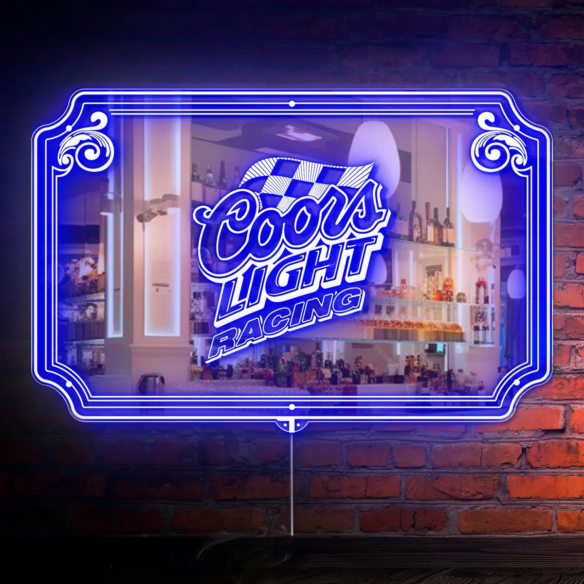 Coors Light Racing  Rgb Led Neon Sign With Elegant Mirror Backing 1