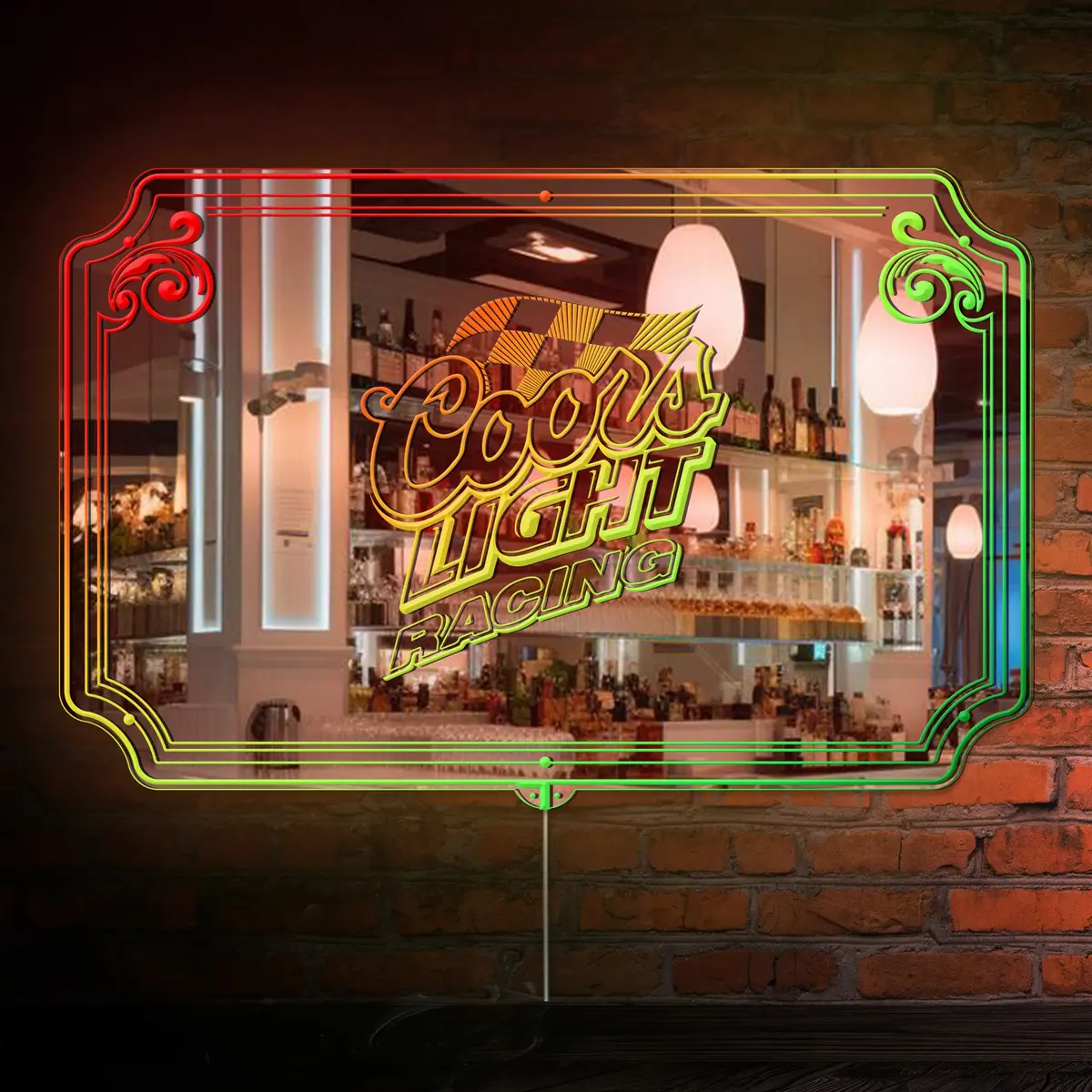 Coors Light Racing Rgb Led Neon Sign With Elegant Mirror Backing 4