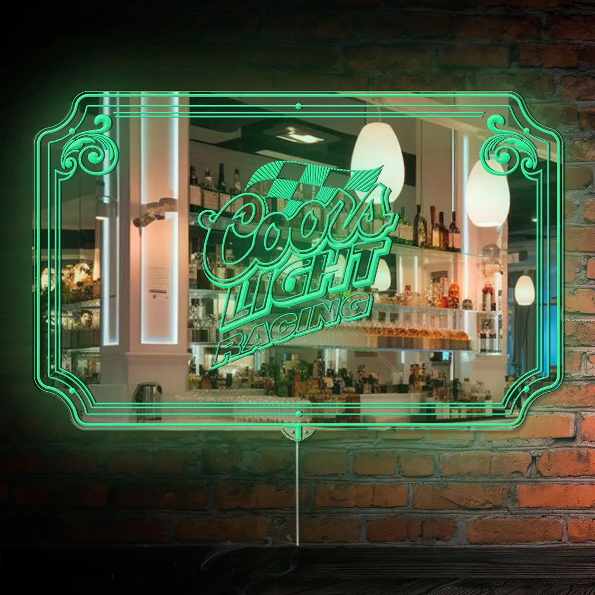Coors Light Racing Rgb Led Neon Sign With Elegant Mirror Backing 3