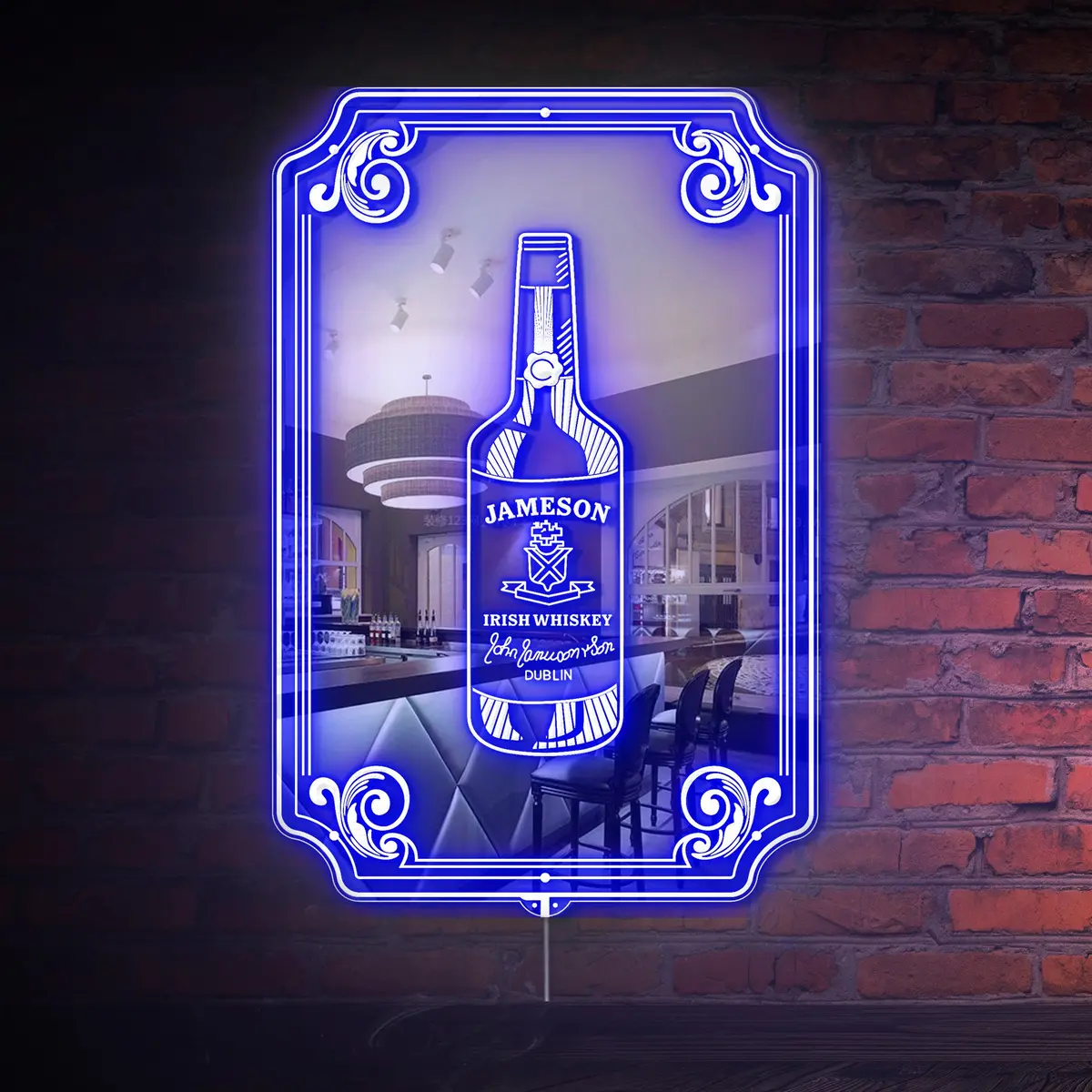Jameson Bottle  Rgb Led Neon Sign With Elegant Mirror Backing 1