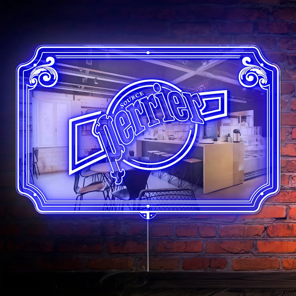 Perrier Rgb Led Neon Sign With Elegant Mirror Backing 1