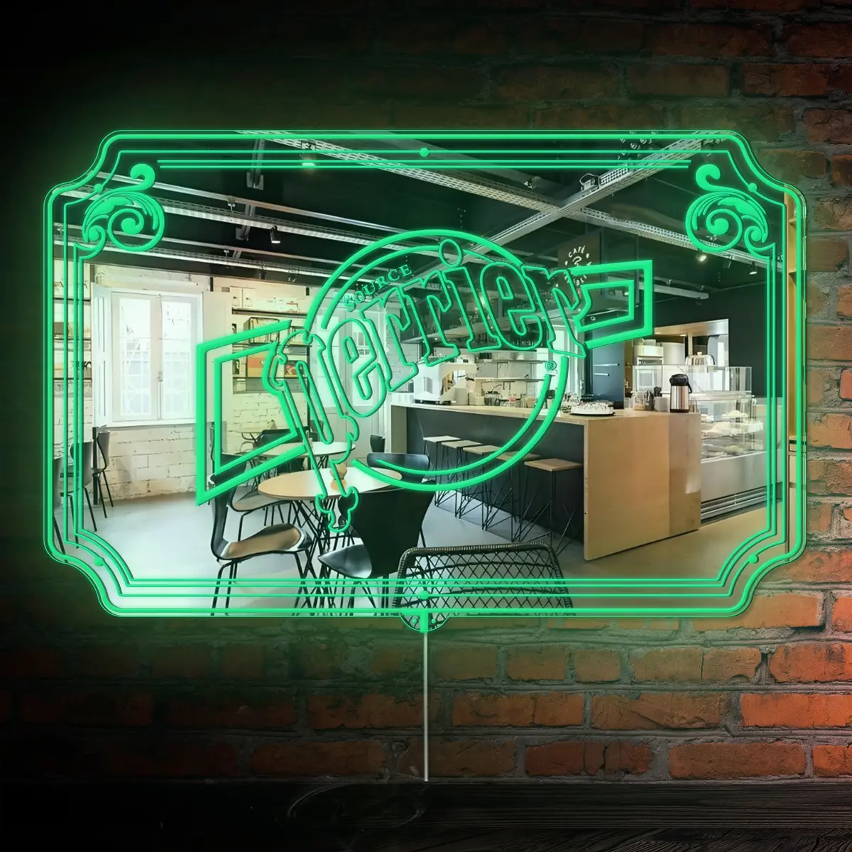 Perrier Rgb Led Neon Sign With Elegant Mirror Backing 3