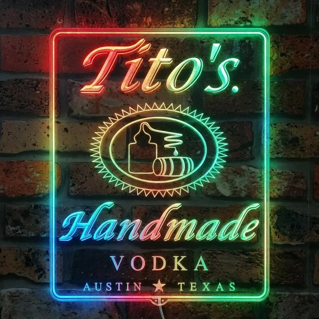 Tito's Handmade Vodka Neon Led Sign With Dynamic Rgb Colors 1