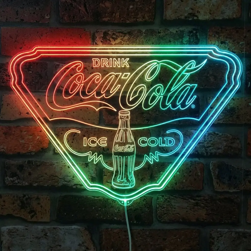 Coca Cola Ice Cold Drink Neon Led Sign With Dynamic Rgb Colors 1