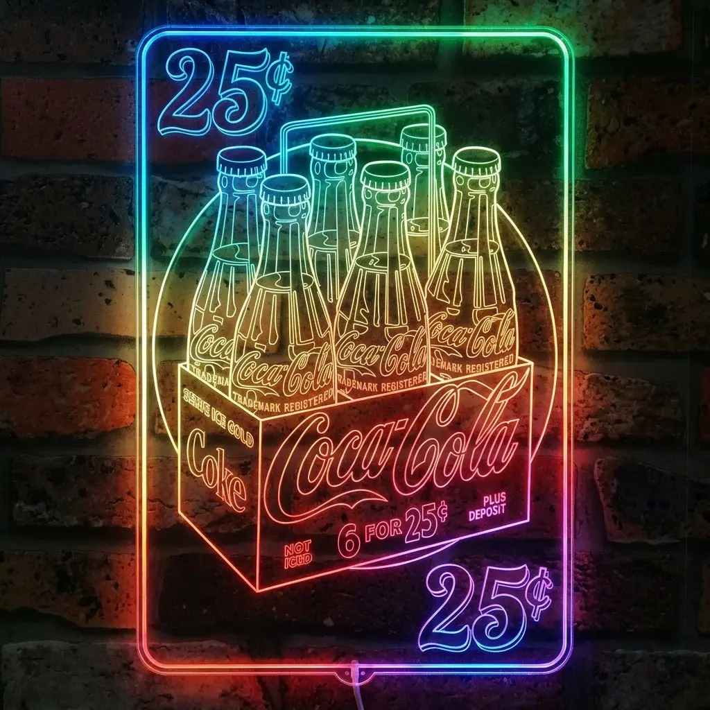 Coca Cola 6 For 25 Cents Neon Led Sign With Dynamic Rgb Colors 1