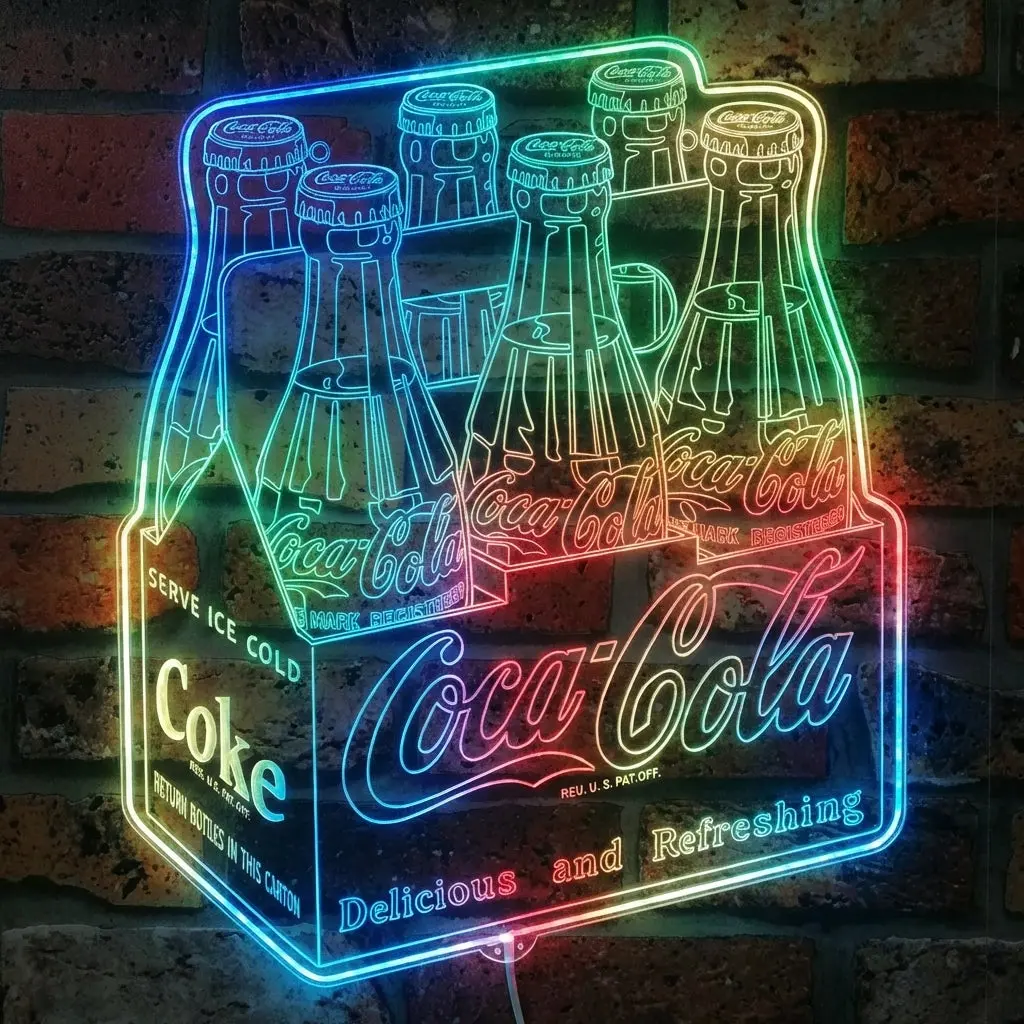 Coca Cola 6 Bottle Package Neon Led Sign With Dynamic Rgb Colors 1